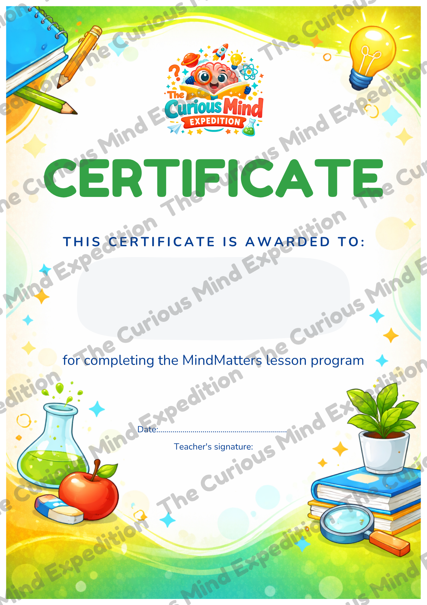 Certificate of completion for MindMatters