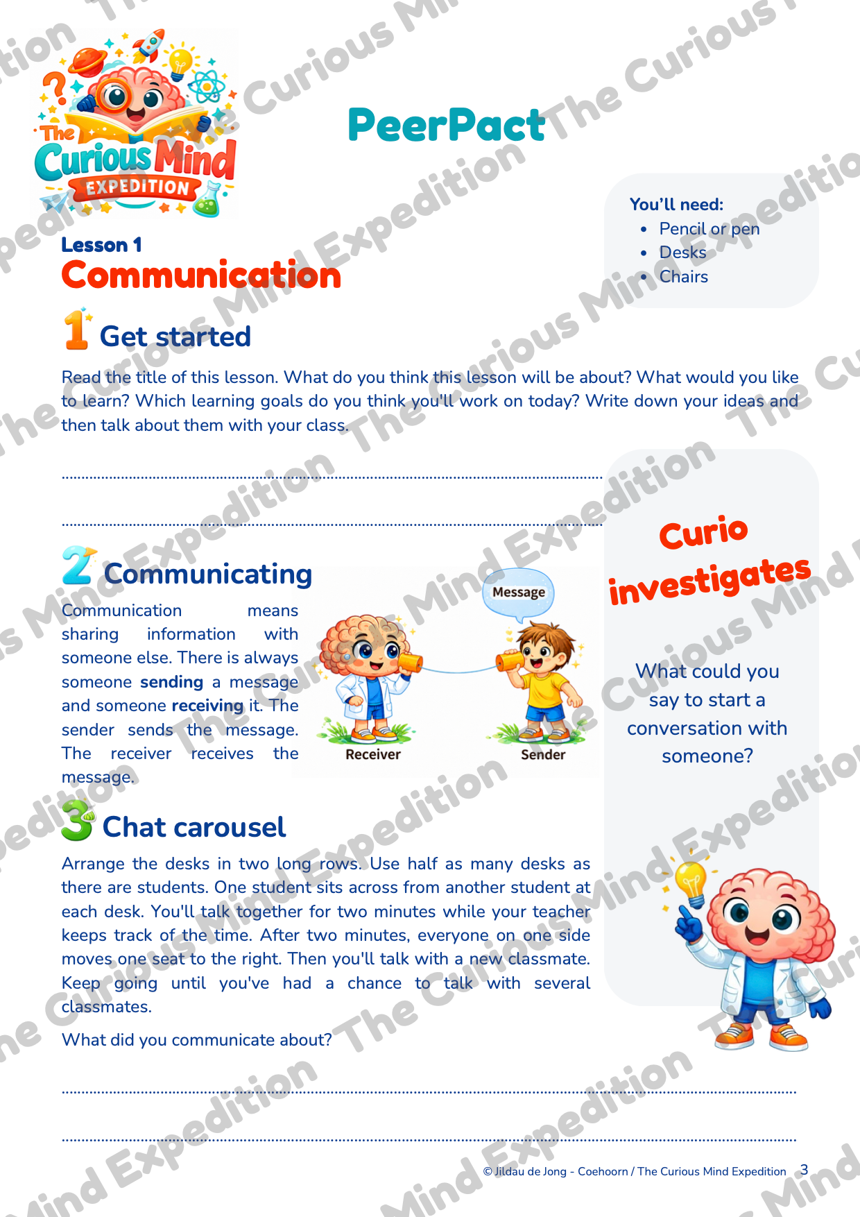 PeerPact communication lesson with a classroom discussion and Chat Carousel activity