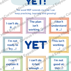 The Power of YET! growth mindset poster for kids