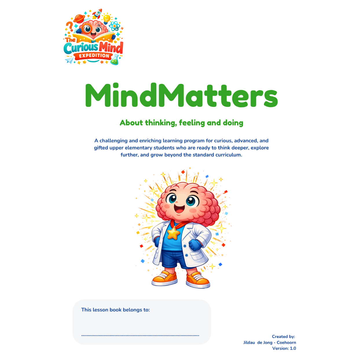 Cover of the MindMatters lesson program about thoughts, feelings, and actions