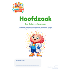Voorkant van het lesprogramma Hoofdzaak over denken, voelen en doen voor nieuwsgierige en hoogbegaafde kinderen.
